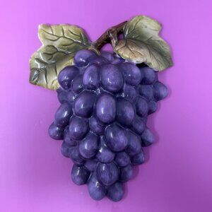 Vtg Home Interiors Purple Grapes Sonoma Villa Wall Plaque Ceramic Kitchen Decor